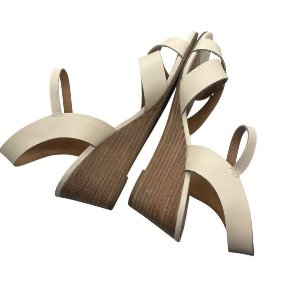 Lucky Brand 10 M Shoes Low Wedge Heel Sandals Leather Ivory Heels - Picture 8 of 11